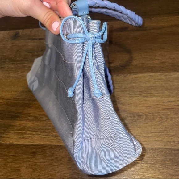 Salvatore Ferragamo Light Blue Vara Tiered Grosgrain Braided Handbag - Picture 4 of 7